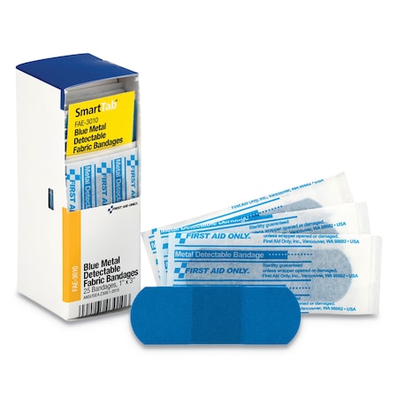 First Aid Only Refill for SmartCompliance Cabinet, Metal Detectable Bandage, 1x3, PK25 FAE-3010